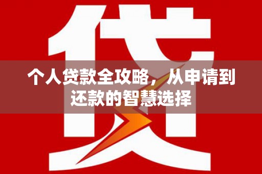 清远个人贷款全攻略，从申请到还款的智慧选择