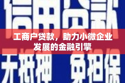 清远工商户贷款，助力小微企业发展的金融引擎