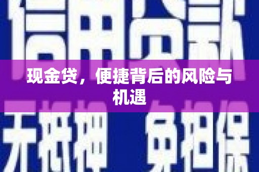 清远现金贷，便捷背后的风险与机遇