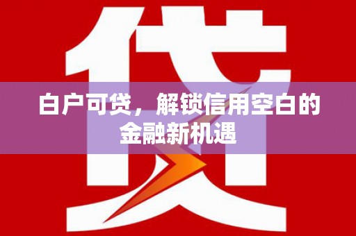 清远白户可贷，解锁信用空白的金融新机遇