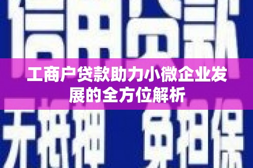 清远工商户贷款助力小微企业发展的全方位解析