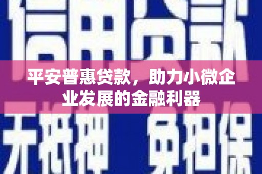 清远平安普惠贷款，助力小微企业发展的金融利器